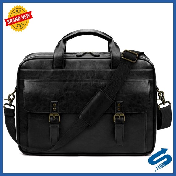Vintage Leather Messenger Bag Waterproof Retro Laptop Briefcase Large Capacity